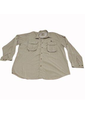 Reel Legends Mens XXL Fishing Shirt Tan Long Sleeve Vent Back Nylon Quick Dry